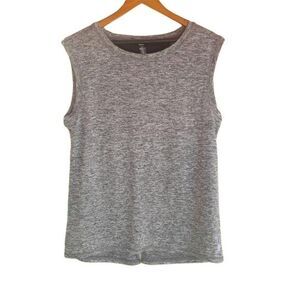 Retro 80's Sleeveless Muscle Shirt Gray Black Netted Breathable Mesh RBX Size L